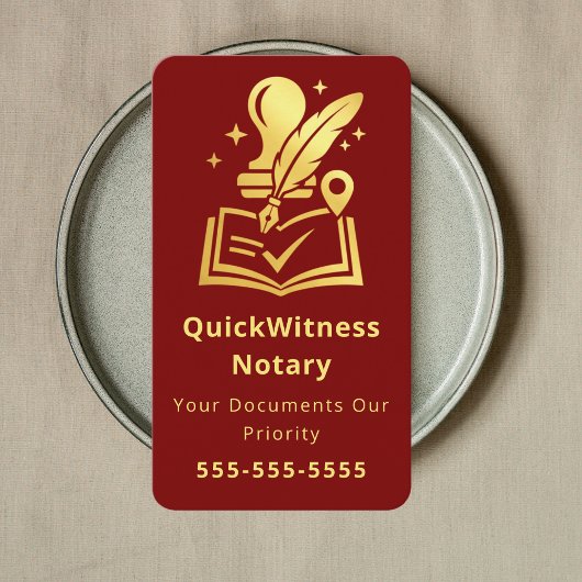Mobile Notary Signing Agent Luxury Red Gold Visitekaartje