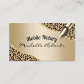 Mobile Notary Signing Agent Modern Gold Leopard Visitekaartje (Voorkant)