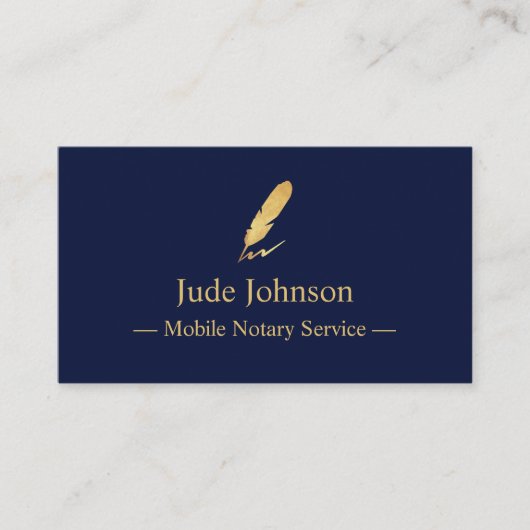 Mobile Noteerbare Gold Feather Logo Indigo Visitekaartje (Voorkant)