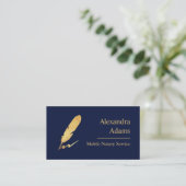 Mobile Noteerbare Gold Feather Logo Indigo Visitekaartje (Staand voorkant)