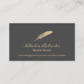 Mobile Notional Loan Signing Agent Gold Quill Grey Visitekaartje (Voorkant)