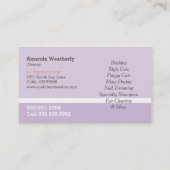 Mobile Pet Groomer Shih Tzu Paars Visitekaartje (Achterkant)