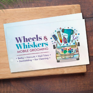 Mobile Pet Grooming Services - Waterverf kunst Visitekaartje