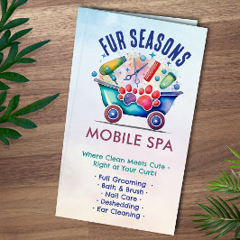 Mobile Pet Grooming Services - Waterverf kunst Visitekaartje