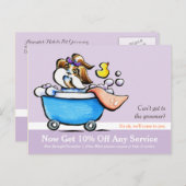 Mobile Pet Grooming Shih Tzu Paarse Coupon Mailer Briefkaart (Voorkant / Achterkant)