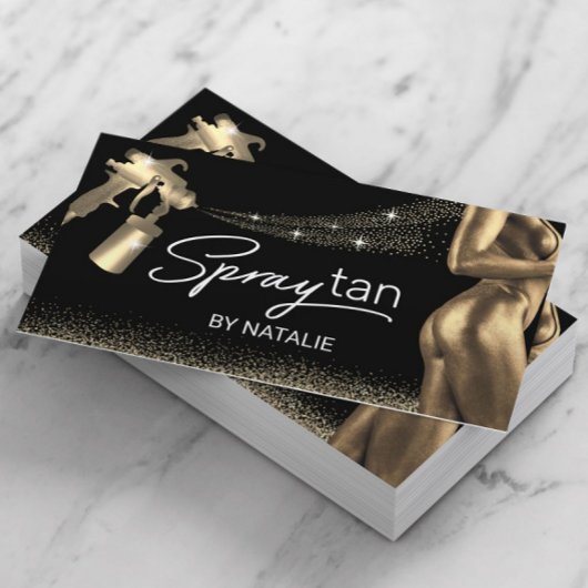 Mobile Spray Tan Bronze Body Gold Glitter Tanning Visitekaartje