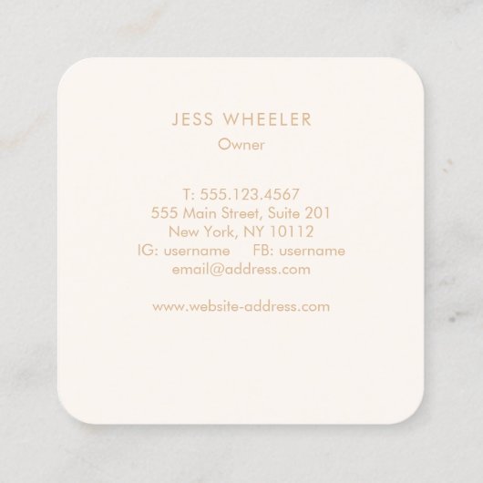 Mobile Spray Tan Business Sun Rays-kaart Vierkante Visitekaartje (Achterkant)