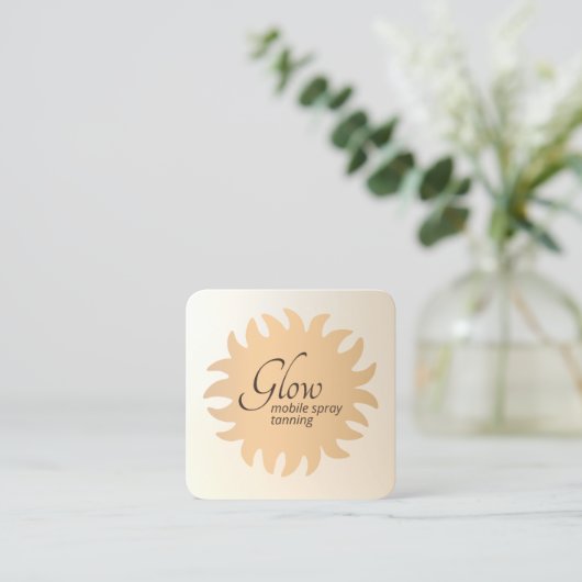 Mobile Spray Tan Copper Sun Rays Square Business C Vierkante Visitekaartje (Staand voorkant)