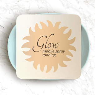 Mobile Spray Tan Copper Sun Rays Square Business C Vierkante Visitekaartje