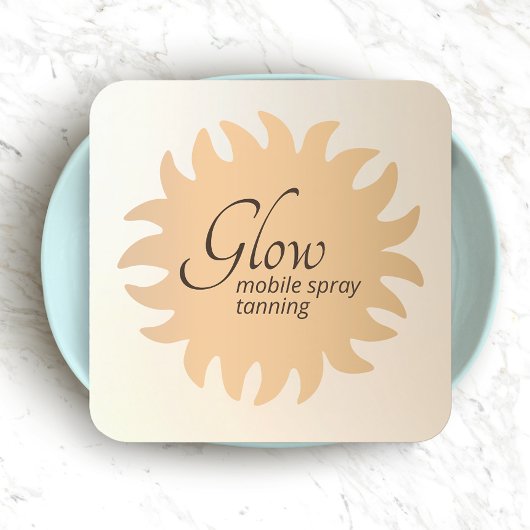 Mobile Spray Tan Copper Sun Rays Square Business C Vierkante Visitekaartje