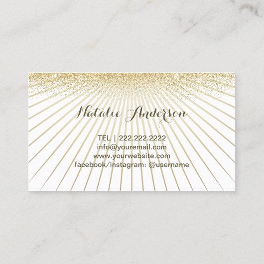 Mobile Spray Tan Modern Gold Rays Beauty Salon Visitekaartje (Achterkant)