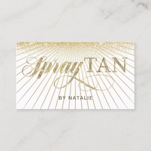 Mobile Spray Tan Modern Gold Rays Beauty Salon Visitekaartje (Voorkant)
