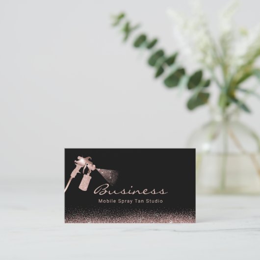 Mobile Spray Tan Studio Roos Gold Glitter Tanning Visitekaartje (Staand voorkant)
