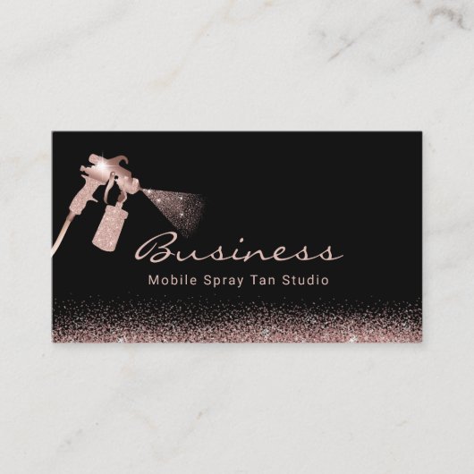 Mobile Spray Tan Studio Roos Gold Glitter Tanning Visitekaartje (Voorkant)