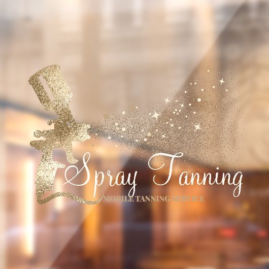 Mobile Spray Tanning Glitter Gold Sparking Raamsticker (Vel 2)