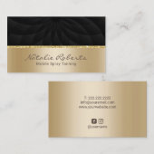 Mobile Spray Tanning Modern Black Gold Spa Salon Visitekaartje (Voorkant / Achterkant)