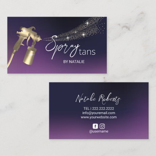 Mobile Spray Tanning Paars & Gold Skincare Visitekaartje (Voorkant / Achterkant)
