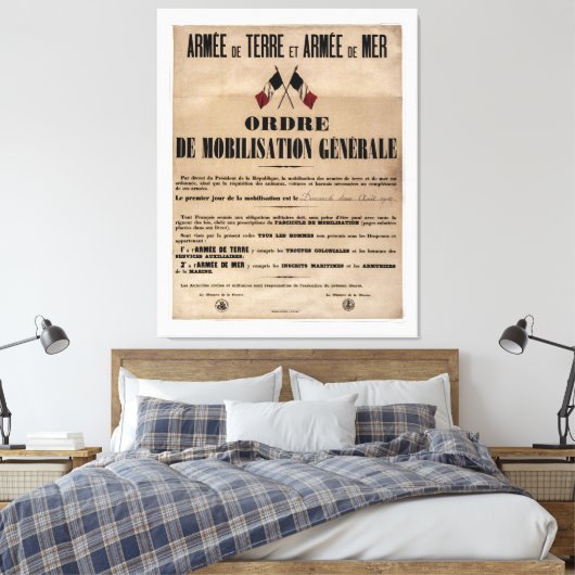 Mobilisatie in Frankrijk op 1 augustus 1914 Canvas Afdruk (Insitu (Slaapkamer))