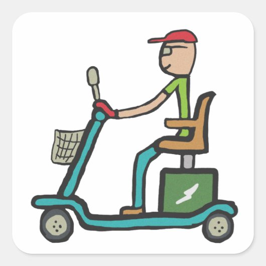 Mobiliteitsscooter Vierkante Sticker (Voorkant)