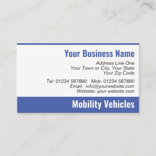 Mobility Voertuigen QR Code Visitekaartje (Voorkant)