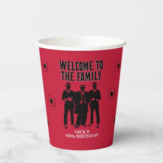 Mobster Birthday, aangepaste papierbeker Papieren Bekers (Links)