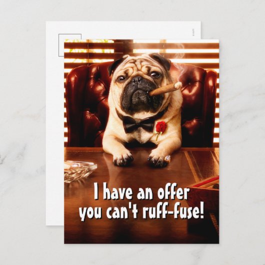 Mobster Dog Uitnodiging Briefkaart (Voorkant / Achterkant)