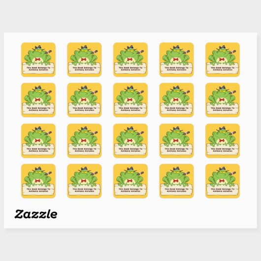 Mobster Frog Bookplate Vierkante Sticker (Vel)