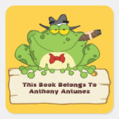 Mobster Frog Bookplate Vierkante Sticker (Voorkant)