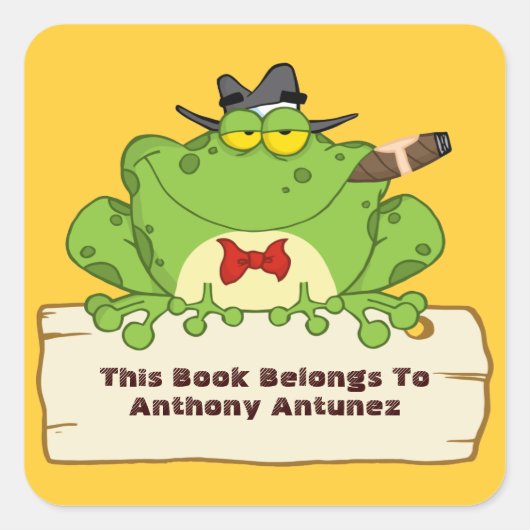 Mobster Frog Bookplate Vierkante Sticker (Voorkant)
