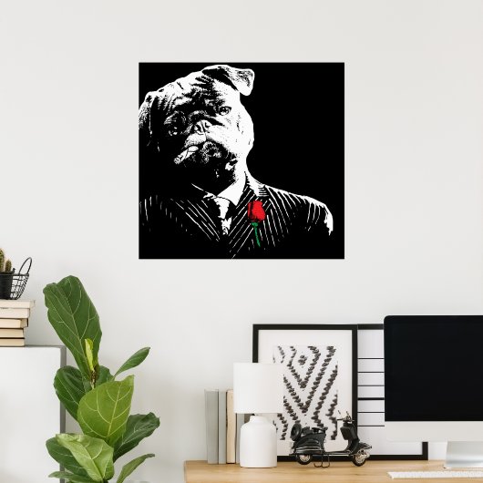 Mobster Pug Poster (Thuiskantoor)