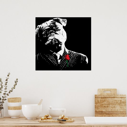 Mobster Pug Poster (Keuken)