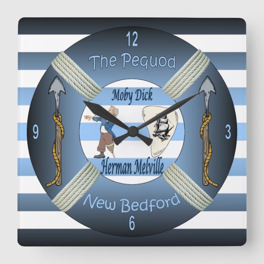 Moby-Dick ~ De Pequod ~Herman Melville ~Capt Ahab Vierkante Klok (Voorkant)