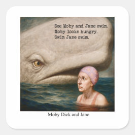 Moby Dick en Jane Vierkante Sticker