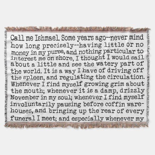 Moby Dick Openingszinnen Literair Deken (Voorkant)