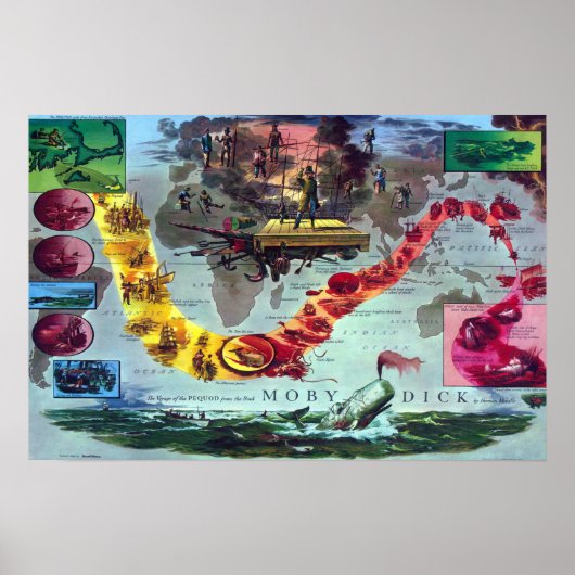 Moby Dick The Voyage of The Pequod Herman Melville Poster (Voorkant)