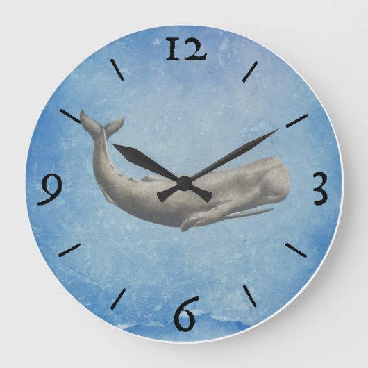 Moby-Dick Whale Wall Clock Grote Klok (Voorkant)