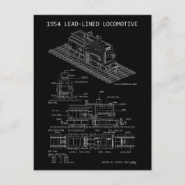 MOC Model van lood beklede locomotief blauwdruk Briefkaart