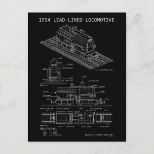 MOC Model van lood beklede locomotief blauwdruk Briefkaart