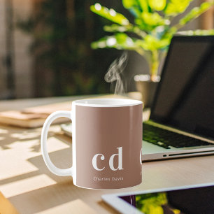 Mocca bruin monogram initialen naam koffiemok