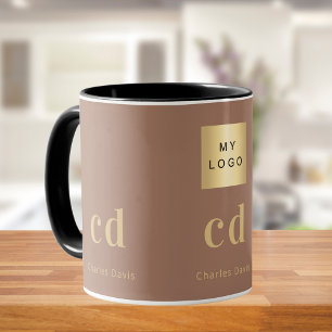 Mocca bruin monogram naam bedrijf logo mok