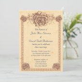 Moccasin  Roos Border Wedding Kaart (Staand voorkant)