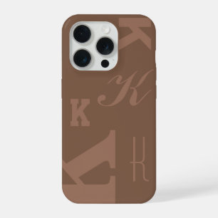 Mocha Aangepaste Initiaal, Kies Uw Letter Monogram iPhone 15 Pro Case