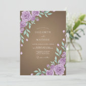 Mocha Amethyst Bladerige Trouw Kaart (Staand voorkant)