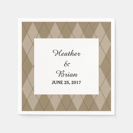 Mocha Argyle Paper Napkins Servetten (Voorkant)