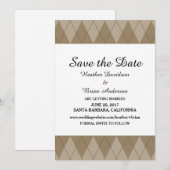 Mocha Argyle Save the Date Uitnodiging (Voorkant / Achterkant)
