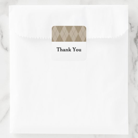 Mocha Argyle Wedding Bedankt Stickers (Tas)