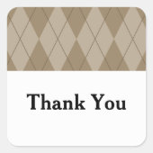 Mocha Argyle Wedding Bedankt Stickers (Voorkant)