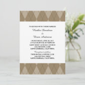 Mocha Argyle Wedding Invite Kaart (Staand voorkant)