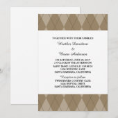 Mocha Argyle Wedding Invite Kaart (Voorkant / Achterkant)