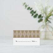 Mocha Argyle Wedding Place Card Plaatskaartje (Staand voorkant)